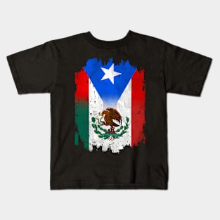 Mexirican Mexico Flag Puerto Rico Flag Boricua Chicano Kids T-Shirt